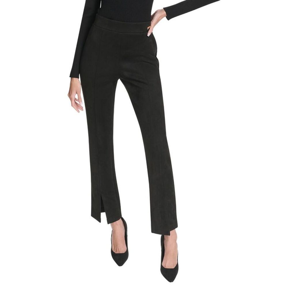 Halston Womens  Suede Split Front Pull On Pant